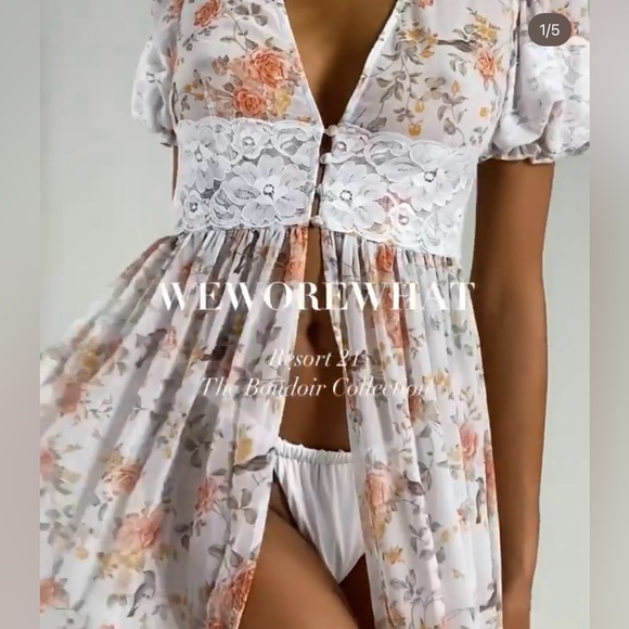 WeWoreWhat Lace Floral Duster‎ Cottagecore Prairie Lingerie Swim Cover Up Dress - Picture 6 of 16